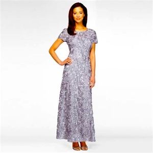 Alex Evenings silver-grey soutache formal gown size 8
